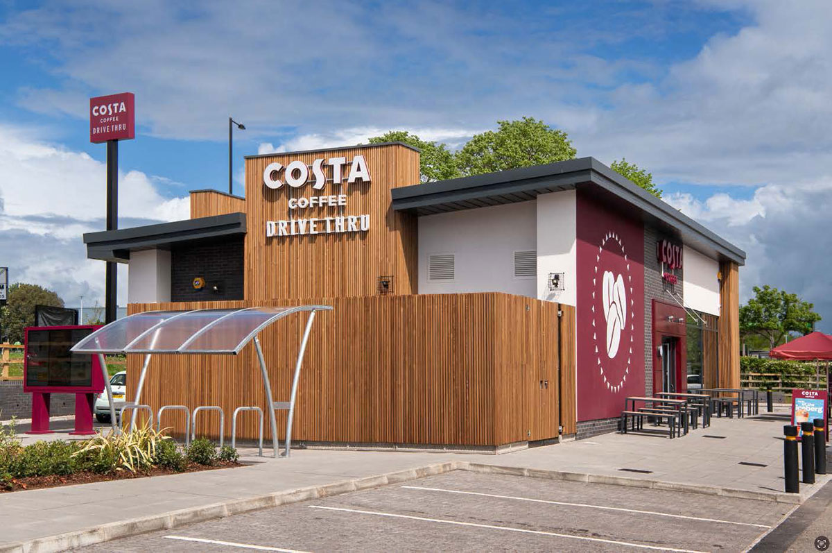 Exterior shot of new built Costa Drive Thru, Minworth (Left Side)